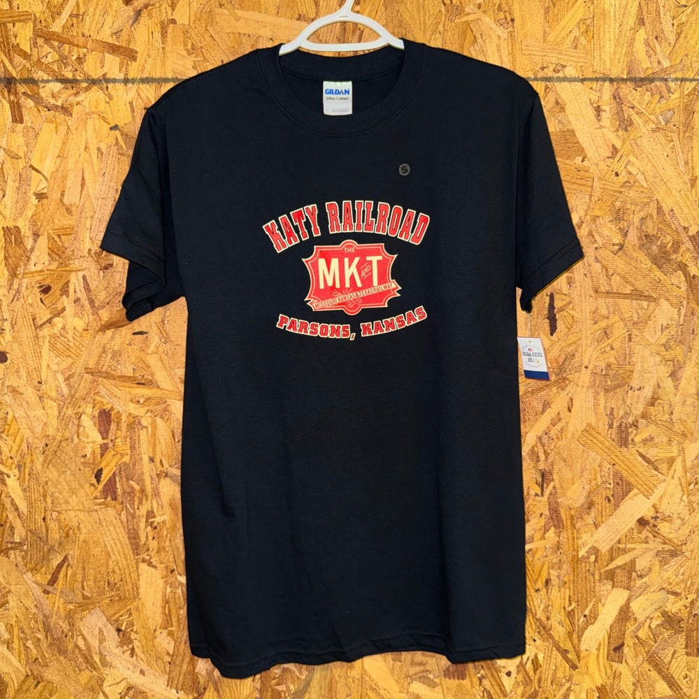 NEW KATY RAILROAD Graphic Tee Black Cotton Missouri Kansas Texas T-shirt Adult S